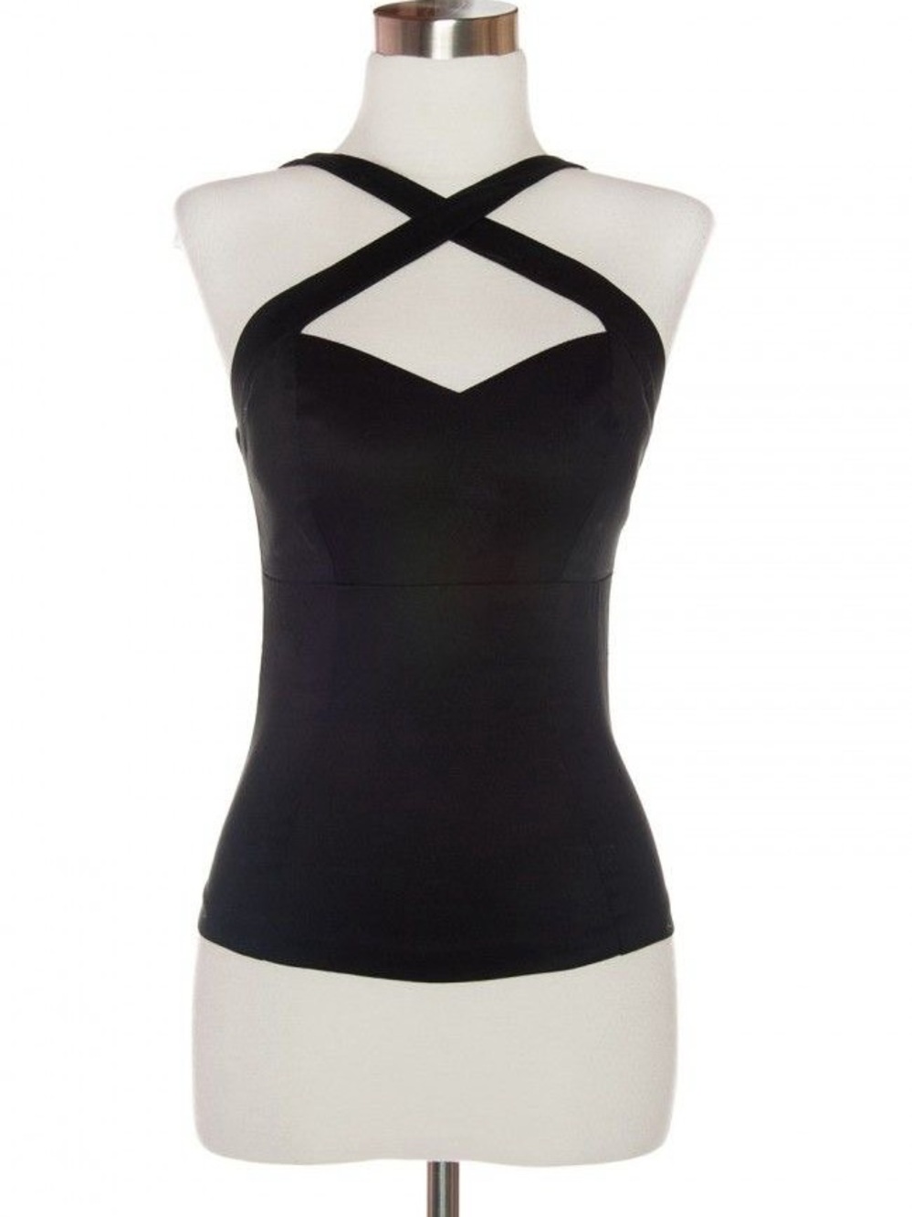 BNWT Deadly Dames for Micheline Pitt Black Criss Cross Vixen Top in size 2X
